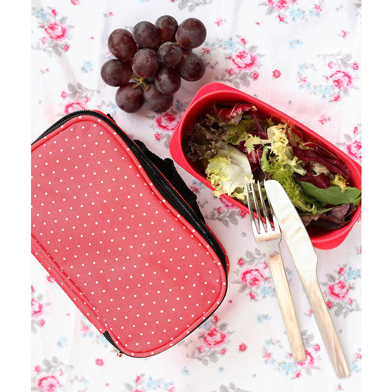 TATAY Kit Bolsa Térmica Porta Alimentos Urban Food y Cubiertos Niquel-Free, Dots Red