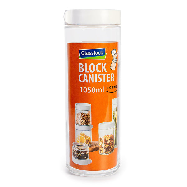 Glasslock Block Canister - Recipiente Hermético Redondo 1050ml Vidrio Templado 