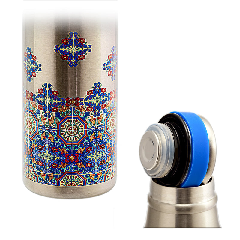 JAVIER - Botella Térmica Reutilizable en Acero Inoxidable, 500 ml, Colección Arabesque