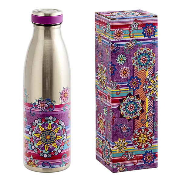 JAVIER - Botella Térmica Reutilizable en Acero Inoxidable, 500 ml, Colección Mandalas