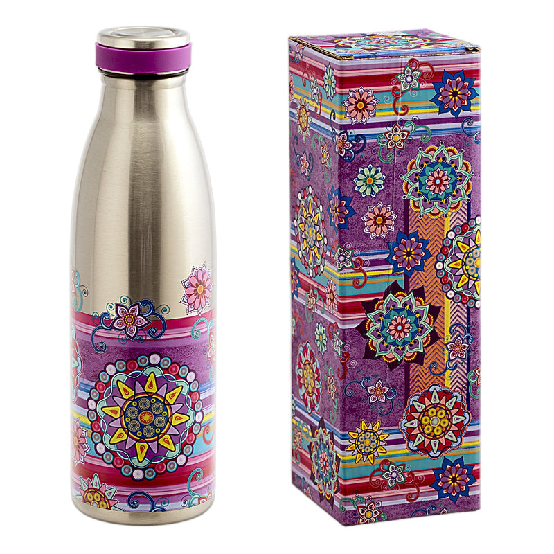 JAVIER - Botella Térmica Reutilizable en Acero Inoxidable, 500 ml, Colección Mandalas