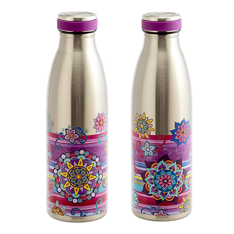 JAVIER - Botella Térmica Reutilizable en Acero Inoxidable, 500 ml, Colección Mandalas