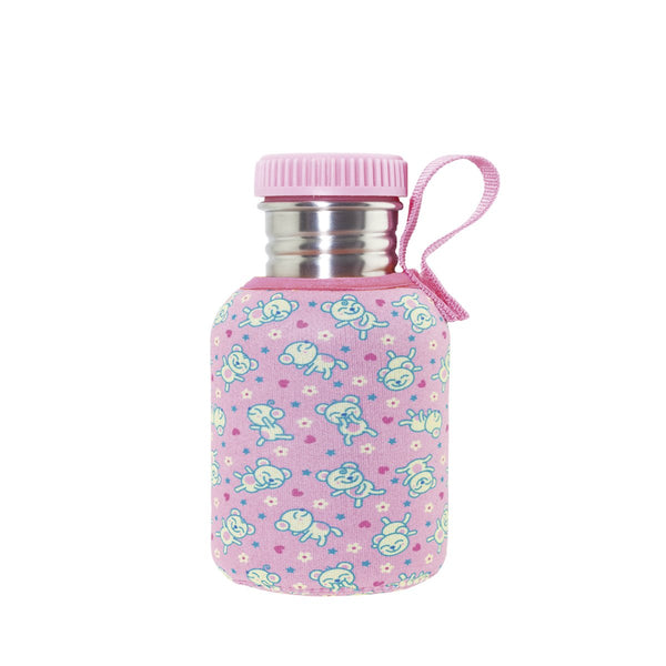 LAKEN Flying Teddys - Botella de Agua Infantil 0.35L en Acero Inoxidable. Rosa