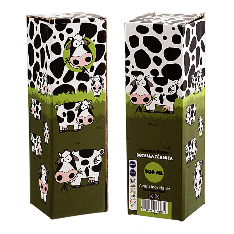 JAVIER - Botella Térmica Reutilizable en Acero Inoxidable, 500 ml, Colección Vaca
