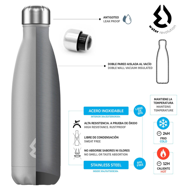Water Revolution - Botella Térmica de Acero Inoxidable 500 ml, Rubber Color Blue