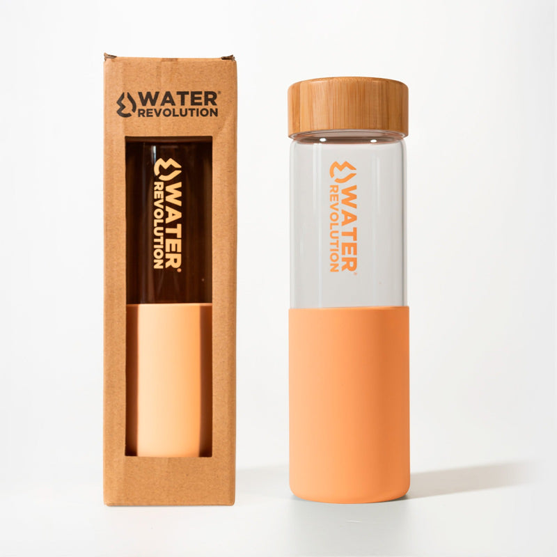 Water Revolution - Botella de Vidrio de 660 ml y Tapón de Bambú, Color Pink
