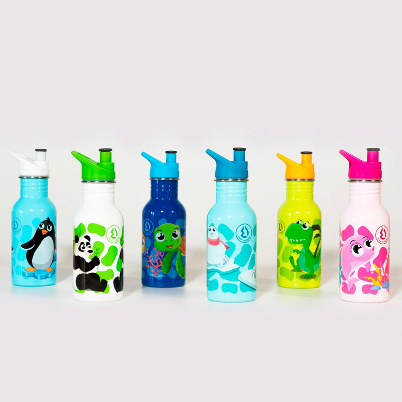 Water Revolution - Botella Infantil de Acero Inoxidable 500 ml. Sport Kids Penguin