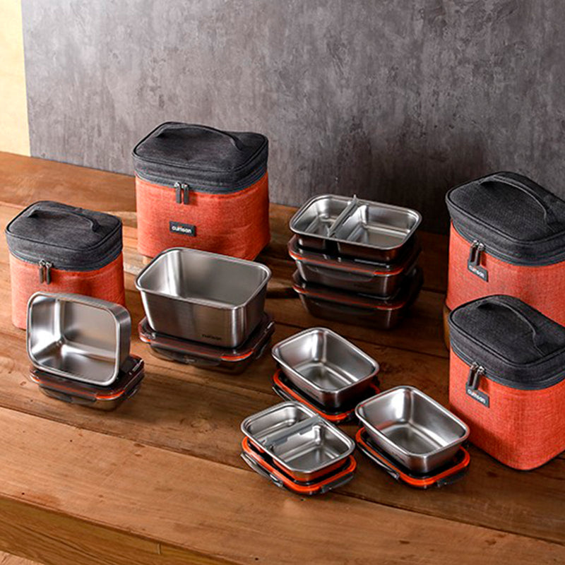 Cuitisan TOGO - Bolsa Térmica con 3 Contenedores en Acero  (2 x 1.1L + 0.7L Partition)