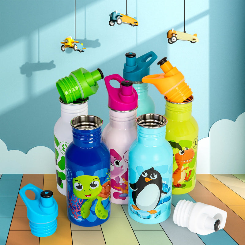 Water Revolution - Botella Infantil de Acero Inoxidable 500 ml. Sport Kids Penguin