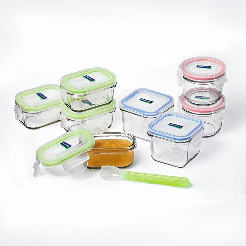Glasslock Baby - Set de 3 Recipientes Herméticos Redondos de 160 ml en Vidrio Templado