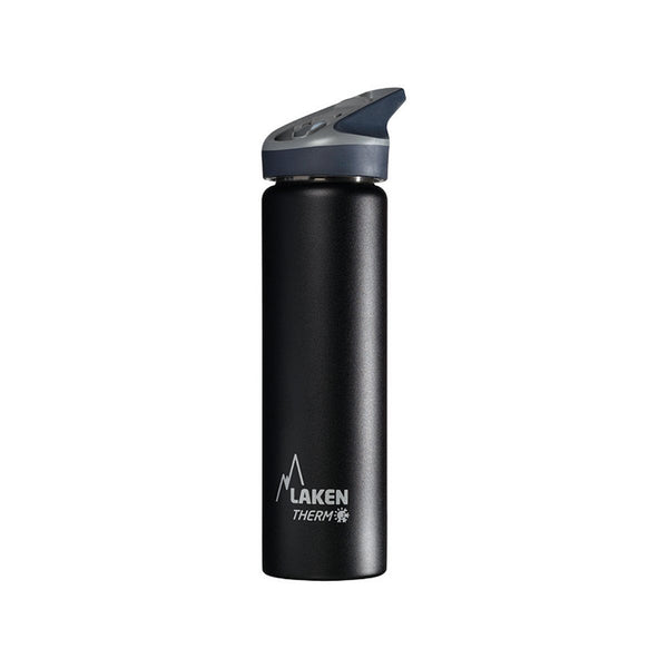LAKEN Jannu - Botella Térmica con Boquilla 0.75L en Acero Inoxidable. Negro