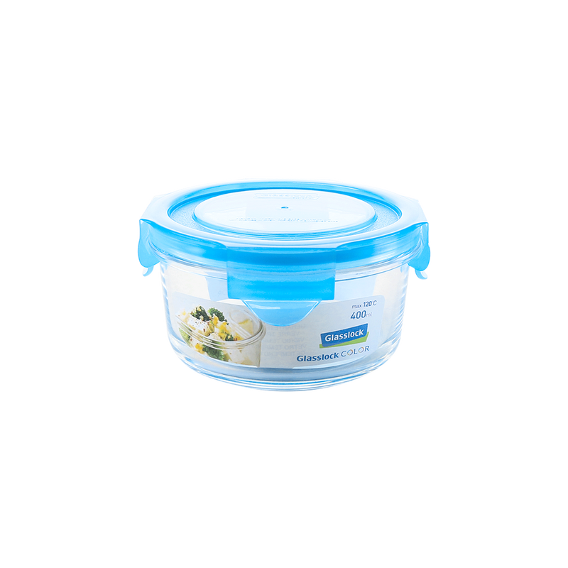 Glasslock Classic - Recipiente Hermético Redondo de 400 ml en Vidrio Templado