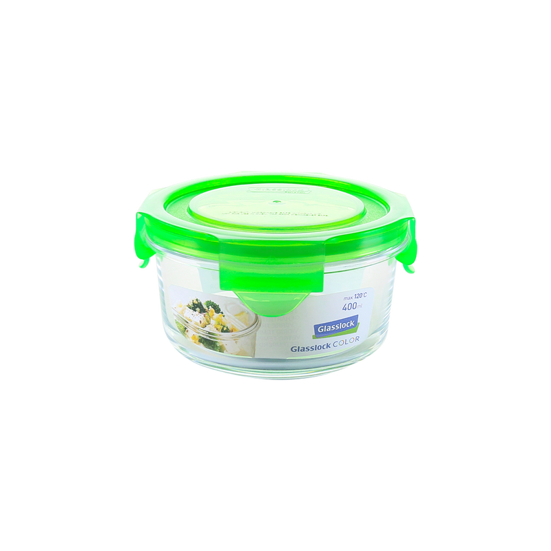 Glasslock Classic - Recipiente Hermético Redondo de 400 ml en Vidrio Templado