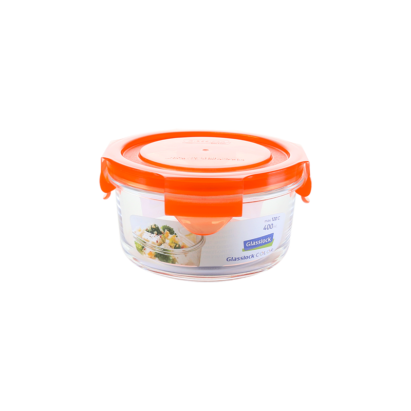 Glasslock Classic - Recipiente Hermético Redondo de 400 ml en Vidrio Templado
