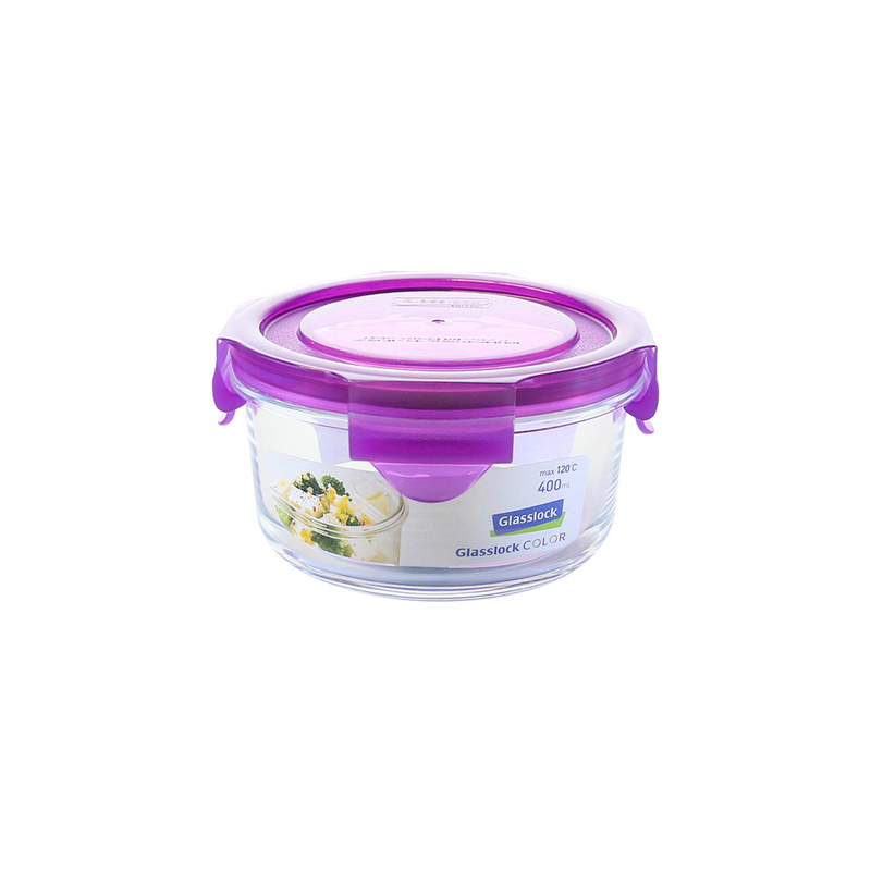 Glasslock Classic - Recipiente Hermético Redondo de 400 ml en Vidrio Templado
