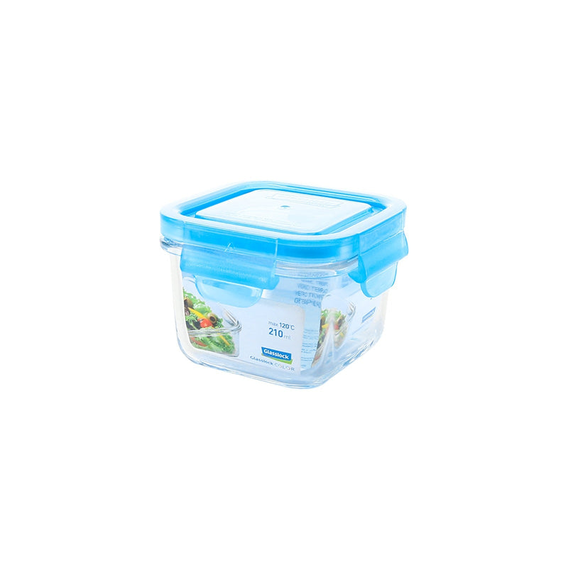 Recipiente Vidrio Cuadrado y Hermético Glasslock Classic Apto Microondas 210 ml