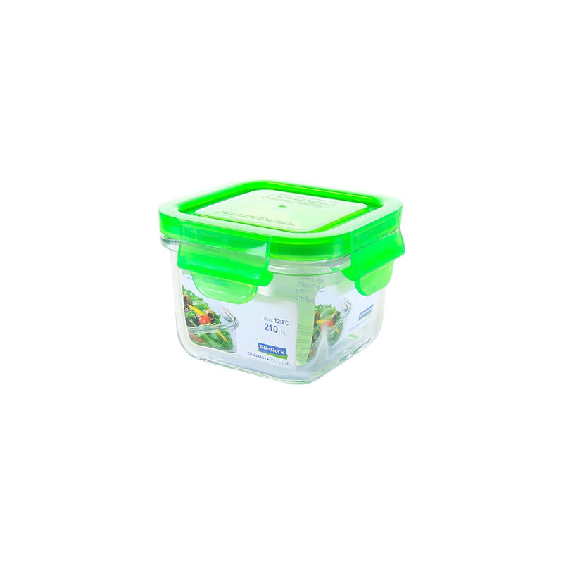 Recipiente Vidrio Cuadrado y Hermético Glasslock Classic Apto Microondas 210 ml