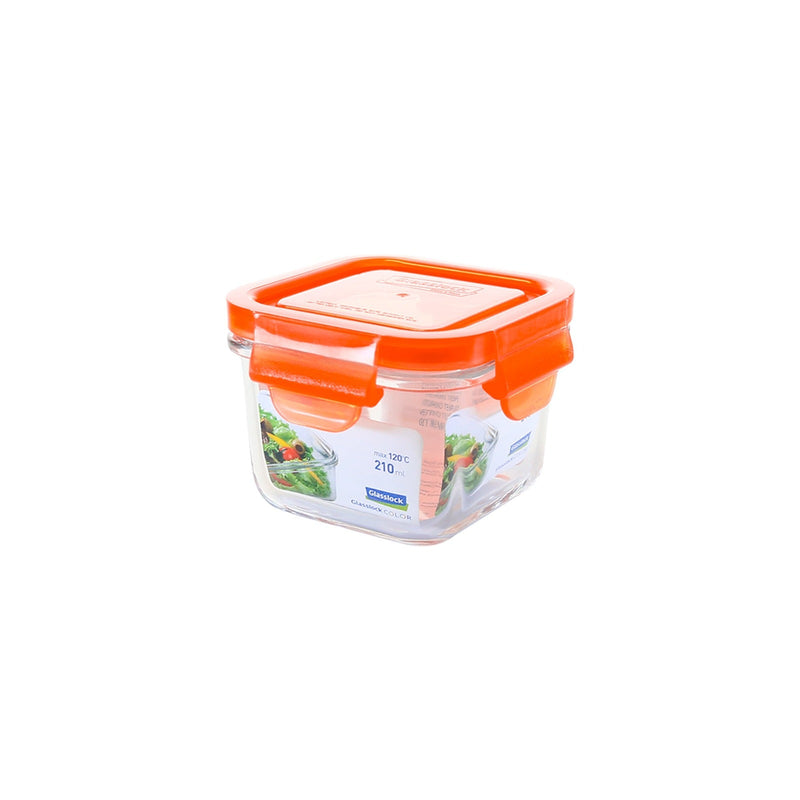 Recipiente Vidrio Cuadrado y Hermético Glasslock Classic Apto Microondas 210 ml