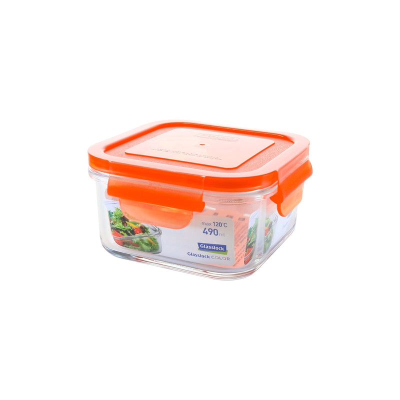 Recipiente Hermético Cuadrado Glasslock Classic Microondas 490 ml