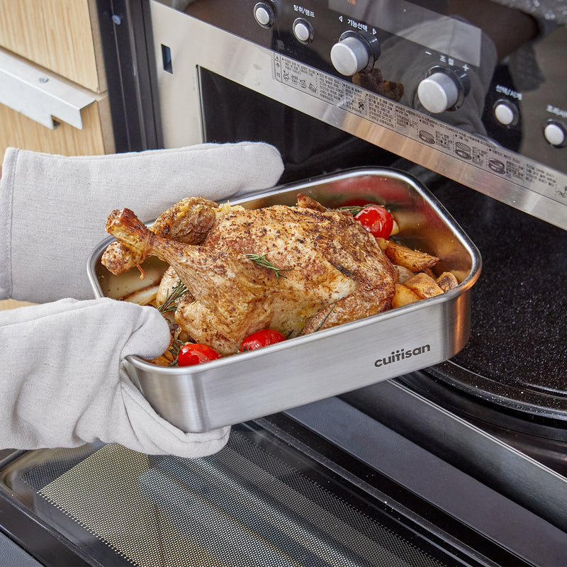 Cuitisan Signature Handy - Recipiente Rectangular 2.4L en Cromosteel con Asa. Apto Microondas