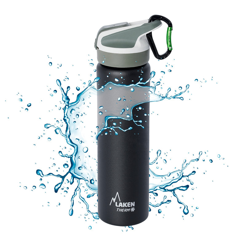 LAKEN Summit - Botella Térmica con Boquilla 0.75L en Acero Inoxidable. Negro