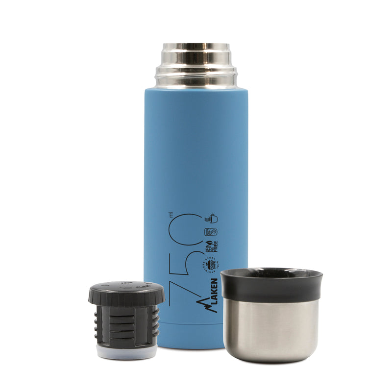 LAKEN - Termo para Líquidos 0.5L en Acero Inoxidable con Tapón Vaso. Plata