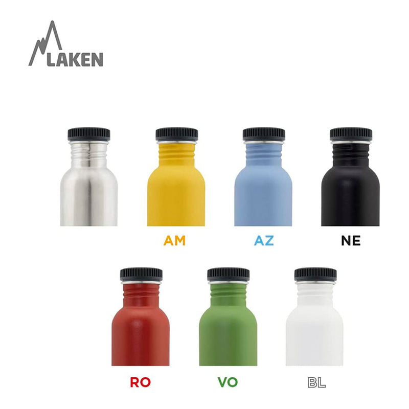 LAKEN Basic Steel - Botella de Agua 1L en Acero Inoxidable. Plata