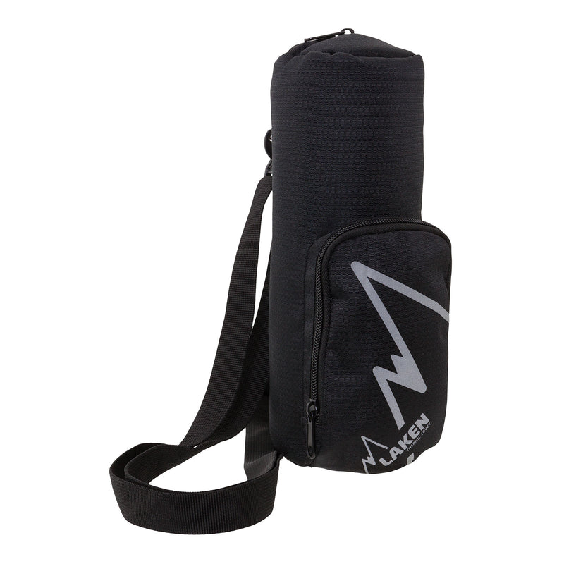 LAKEN - Funda Térmica ISO para Botellas de Agua 1L con Bolsillo y Bandolera. Negro