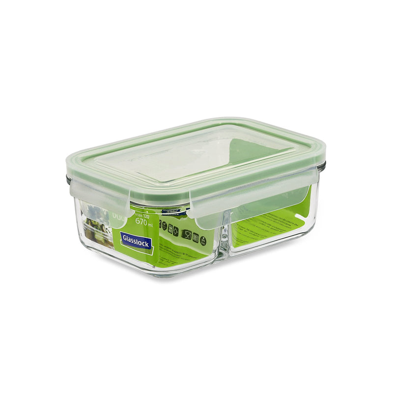 Glasslock Duo 0.67L Contenedor Hermético Rectangular de Vidrio