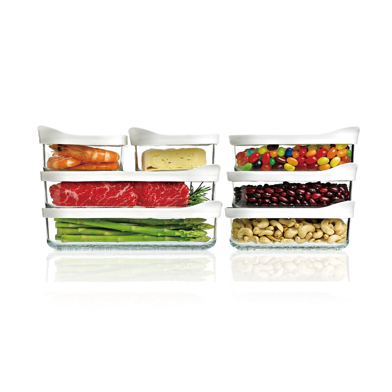 Glasslock Cheese - Recipiente Rectangular de 480 ml en Vidrio Templado para Quesos y Embutidos