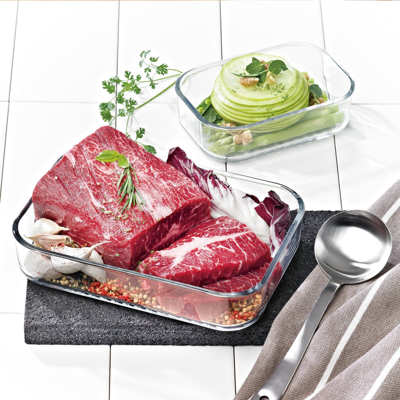 Glasslock Cheese - Recipiente Rectangular de 480 ml en Vidrio Templado para Quesos y Embutidos