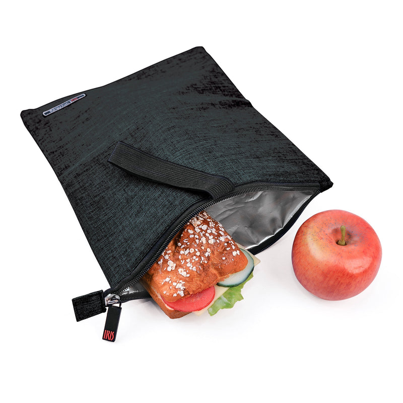 IRIS Snack Bag - Bolsa Porta Alimentos con Cierre de Cremallera, Negro