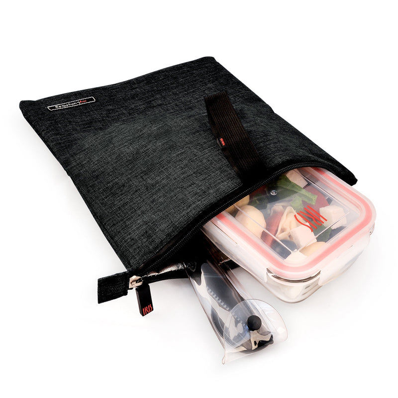 IRIS Snack Bag - Bolsa Porta Alimentos con Cierre de Cremallera, Negro