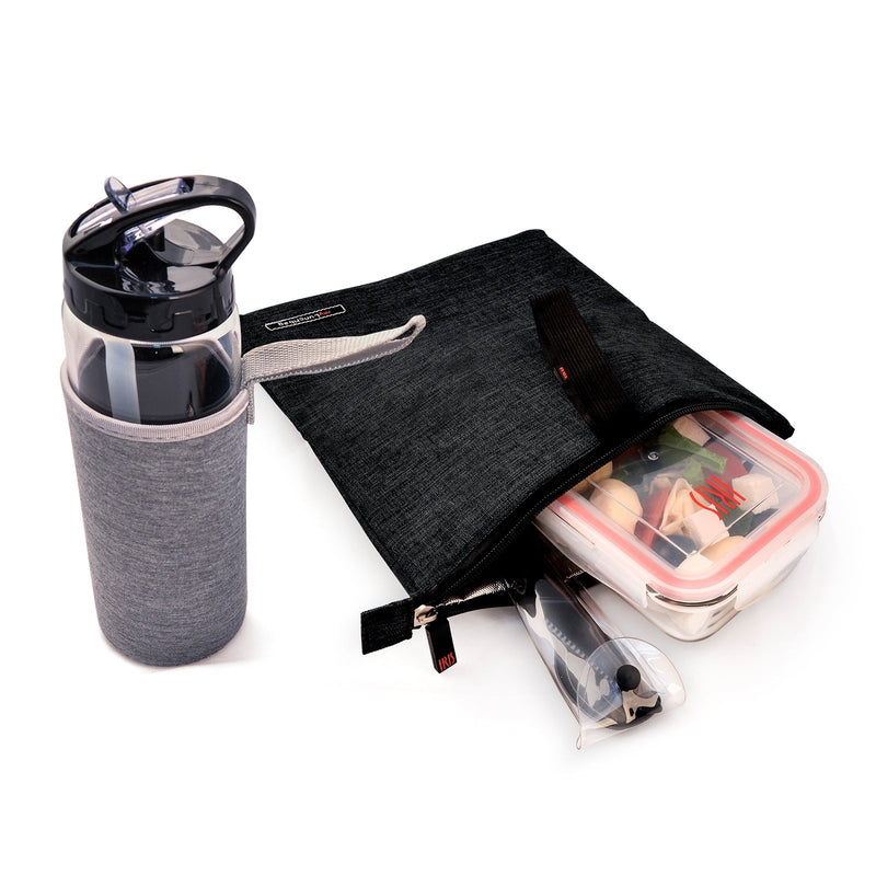IRIS Snack Bag - Bolsa Porta Alimentos con Cierre de Cremallera, Negro