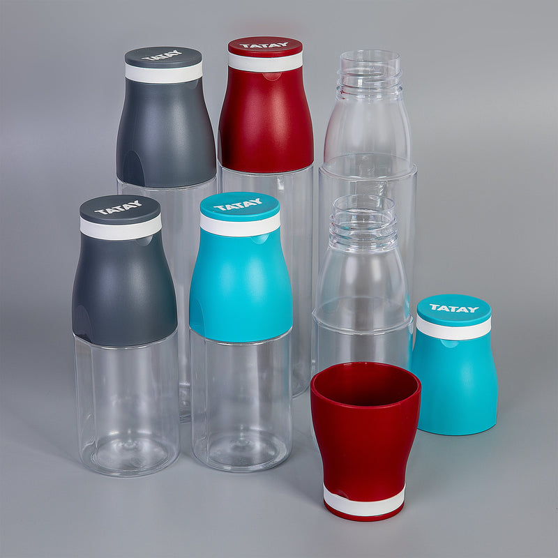TATAY Urban Drink - Botella de Agua de 0.4L en Tritán con Tapón Vaso, Gris