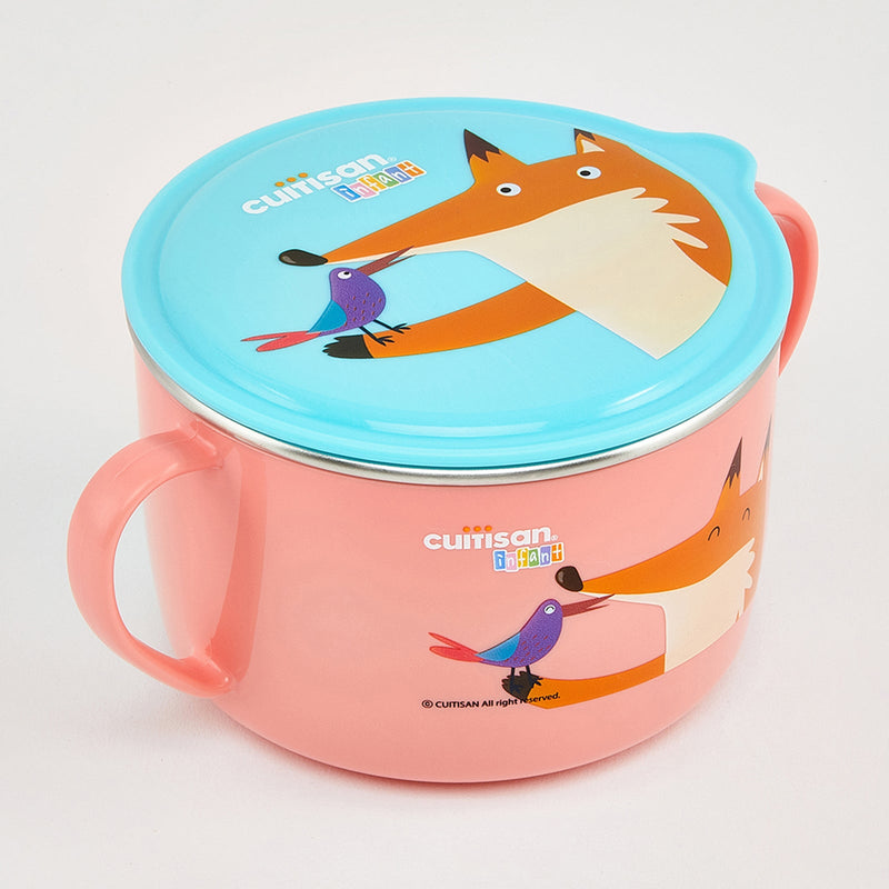 Cuitisan Baby - Taza Ancha Infantil en Acero Inoxidable con Tapa y Asas. Apto Microondas, 0.65L