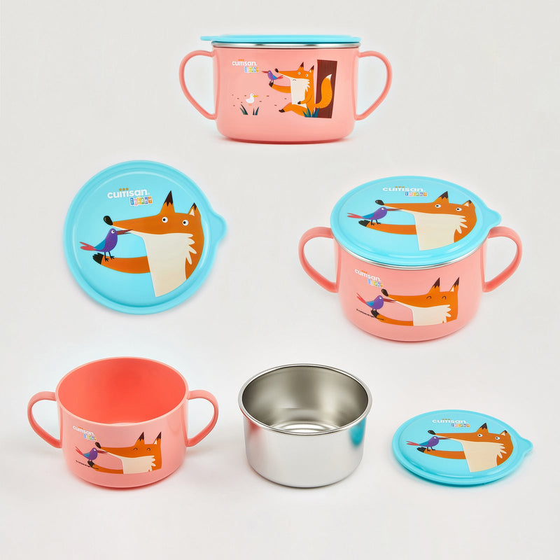Cuitisan Baby - Taza Ancha Infantil en Acero Inoxidable con Tapa y Asas. Apto Microondas, 0.65L