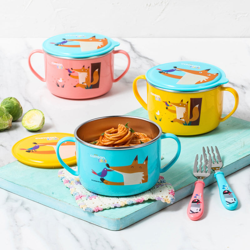 Cuitisan Baby - Taza Ancha Infantil en Acero Inoxidable con Tapa y Asas. Apto Microondas, 0.65L