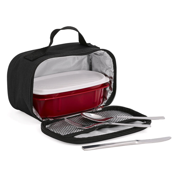 TATAY 1168100 - Bolsa Térmica Porta Alimentos Tatay Urban Food Casual, 1,5L Negro Mini con Cubiertos