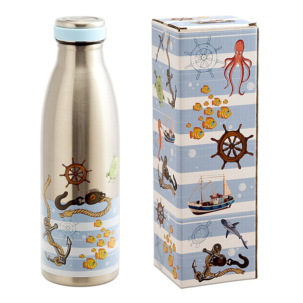JAVIER - Botella Térmica Reutilizable en Acero Inoxidable, 500 ml, Colección Marinera