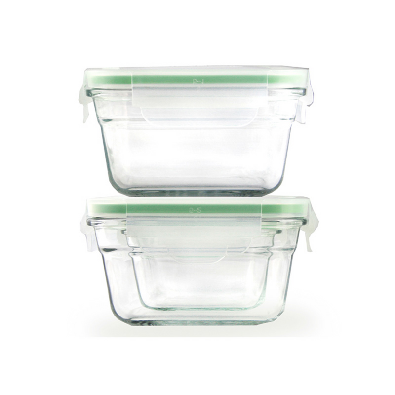 Glasslock GL-1420 - Set de 3 Recipientes Rectangulares Vidrio Templado Oven Safe