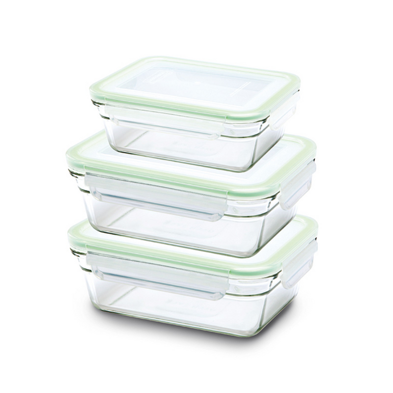 Glasslock GL-1420 - Set de 3 Recipientes Rectangulares Vidrio Templado Oven Safe
