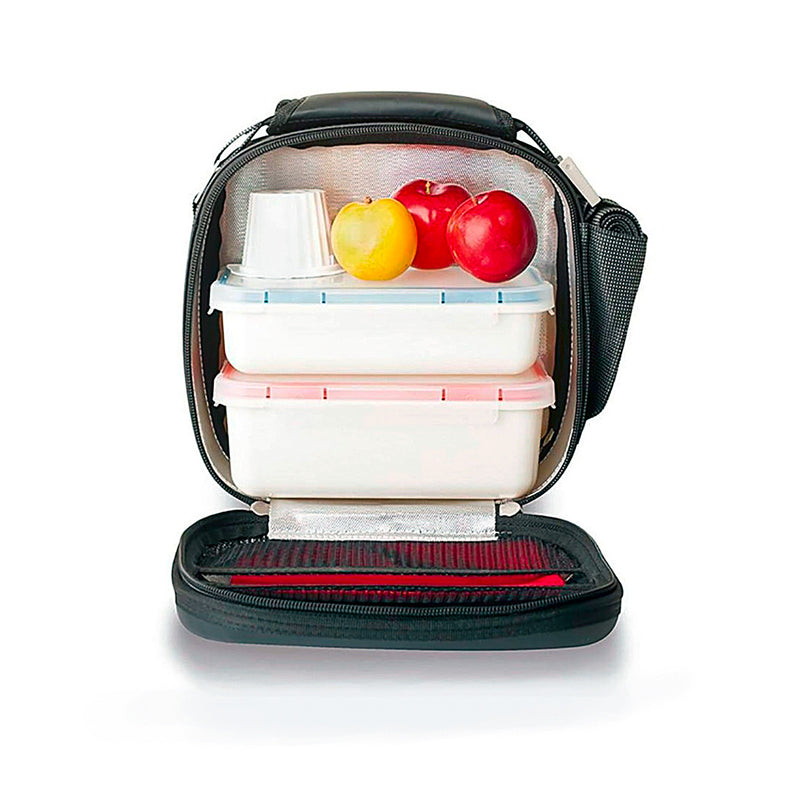 VALIRA Satin - Bolsa Térmica Porta Alimentos Rígida con Acabado Satinado, Negro